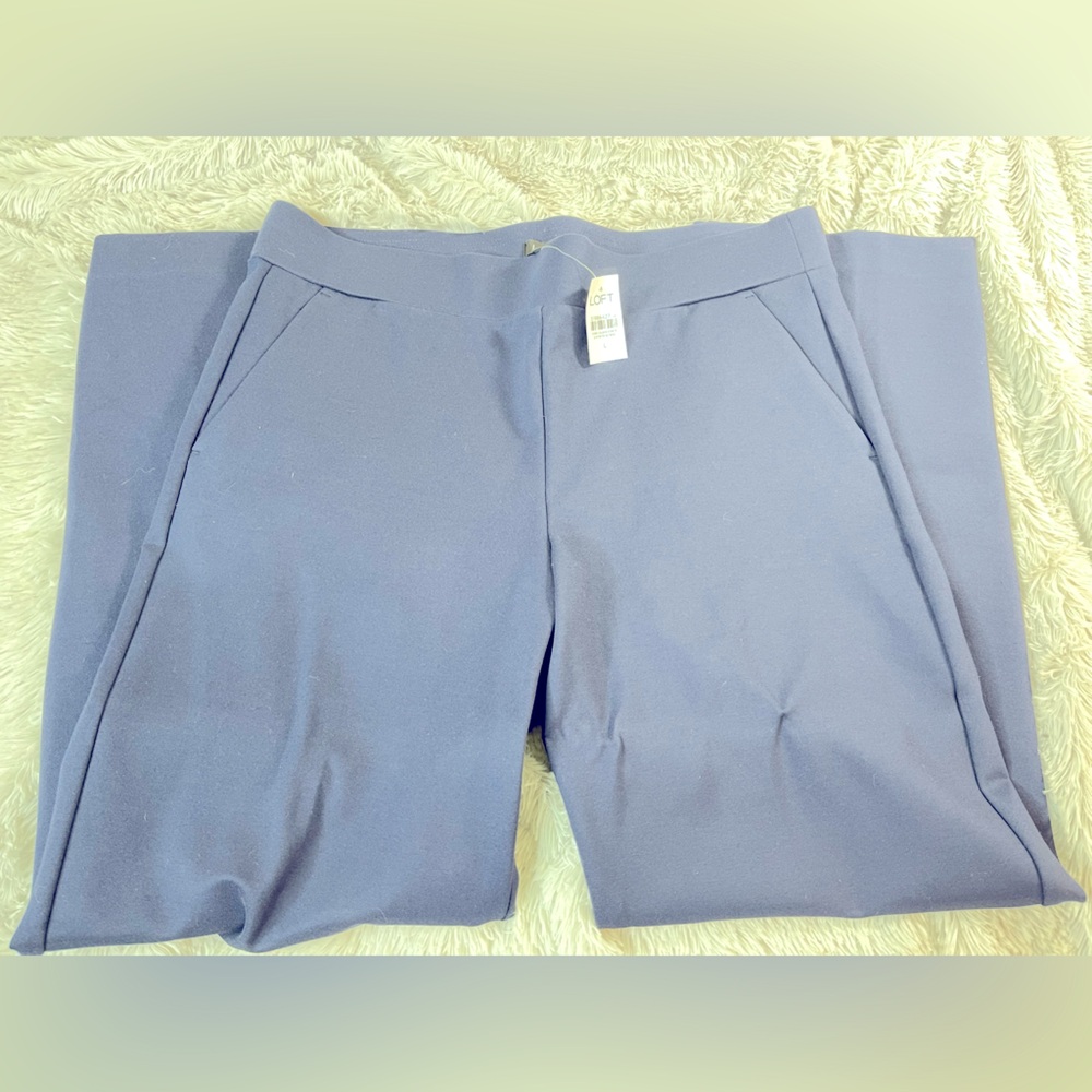 ⭐️NWT Loft High Rise Straight Elastic Waist NAVY Pants Size Large